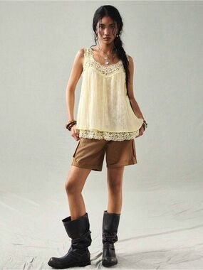 Lace-Trim Sleeveless Tank Top